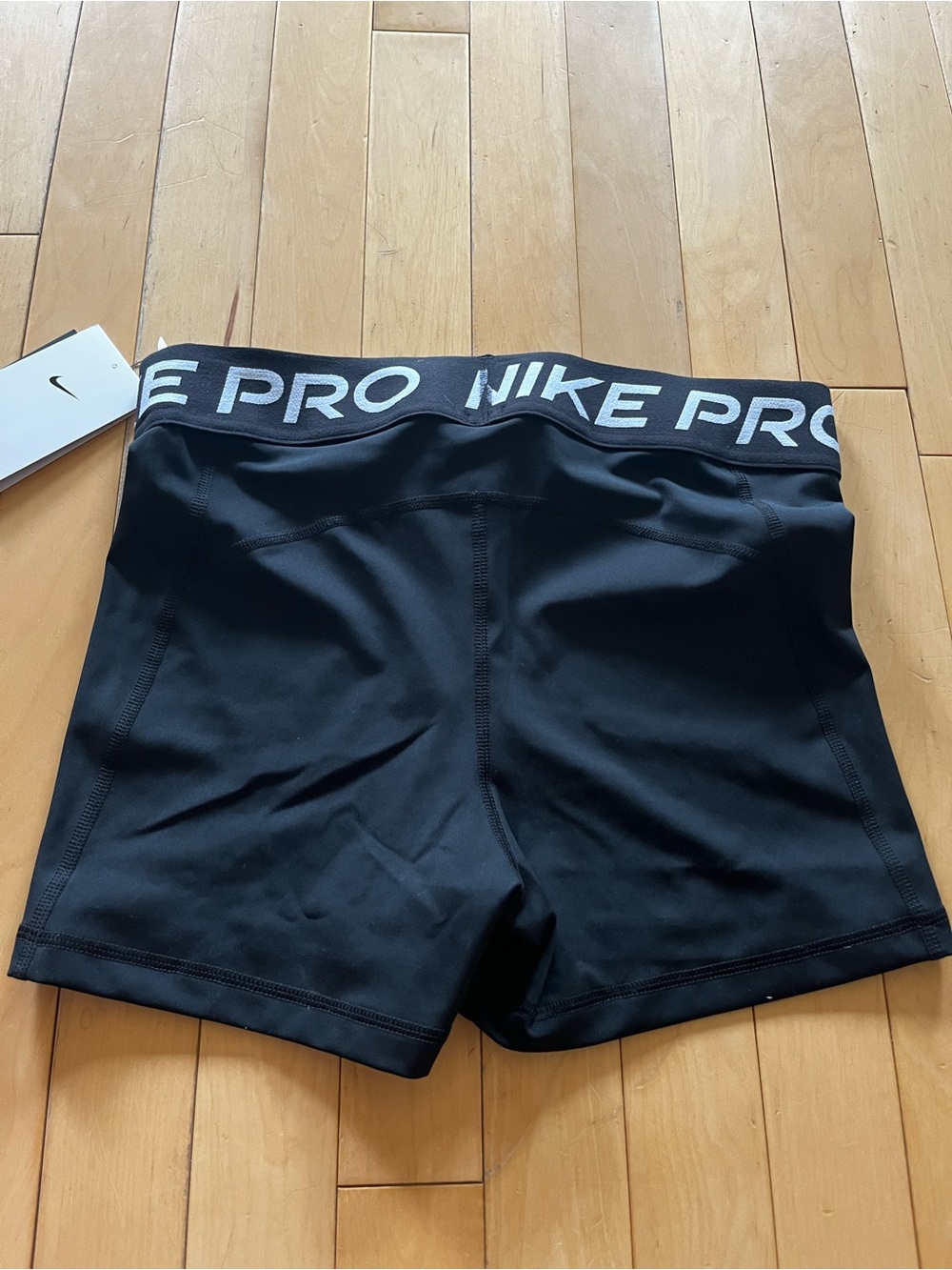 Nike Pro Black Women's Bike Shorts with White Logo - Picture 5 of 6